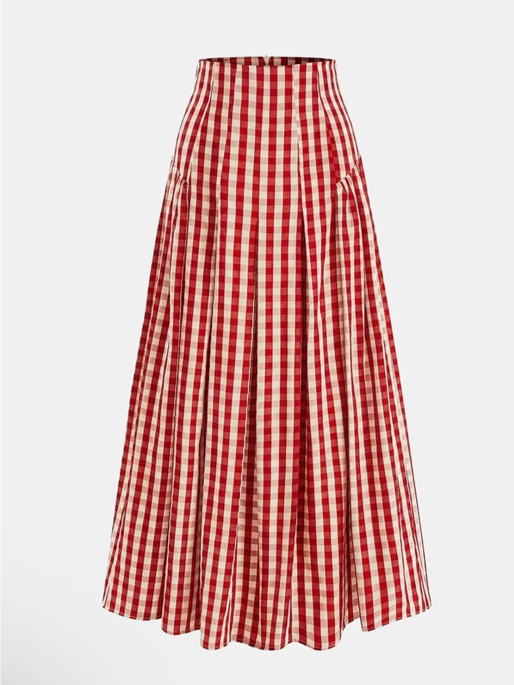 Commense Gingham High-Waisted Pleated Midi Skirt Size XS NWT